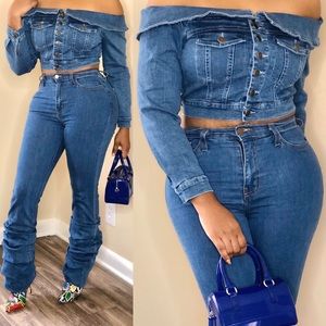 Denim Off Shoulder Top